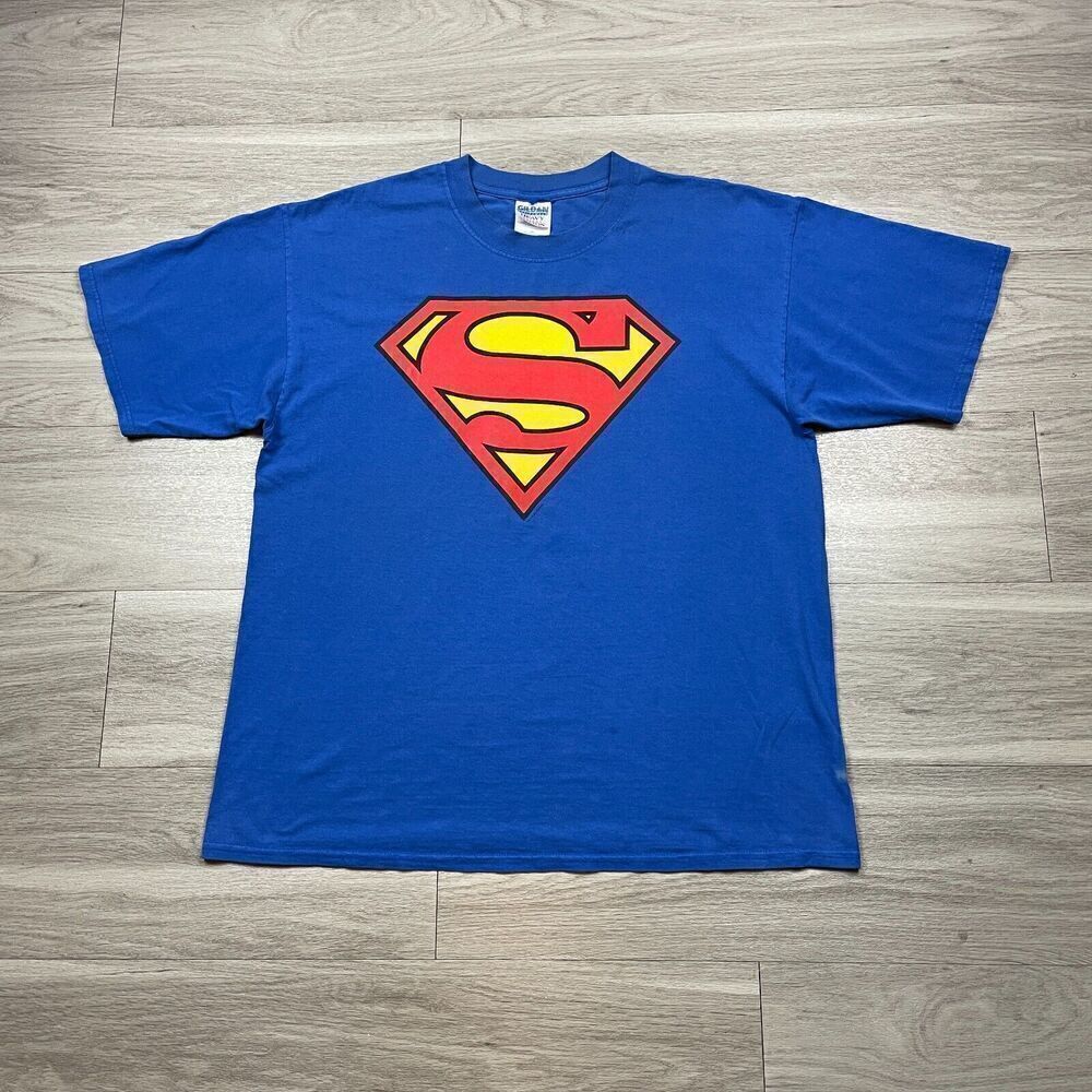 Vintage Shirt Mens Extra Large Blue Superman DC Comics Superhero 90s